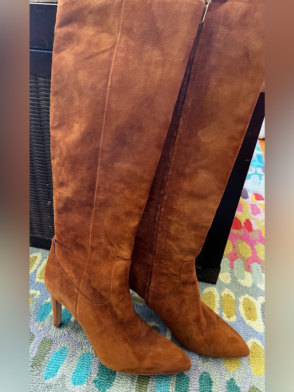 Sam Edelman high heeled chestnut suede boots. Full zip. Womens sz 7.5